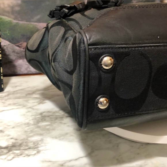 COACH Black Signature “C” Canvas and Leather Handbag, GUC - Picture 10 of 14